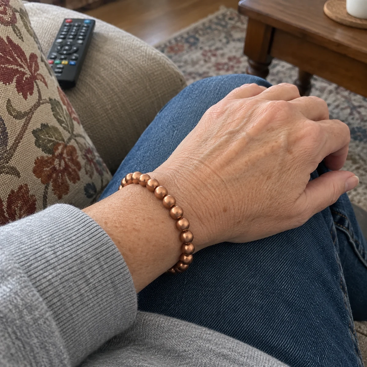 Smooth beaded copper bracelet for women